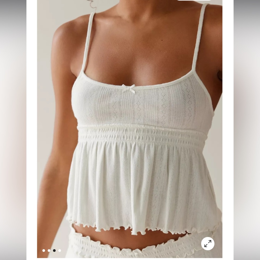 Out From Under “Sweet Dreams” Pointelle Babydoll Knit Cami 
Size: Small
NWOT